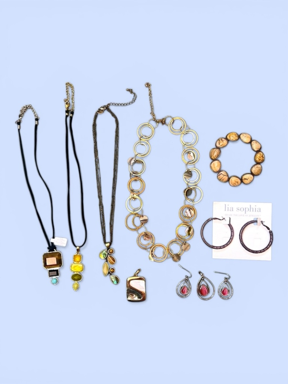 Lia Sophia Jewelry Lot Statement Necklaces Bracelet Earrings,‎ Marked